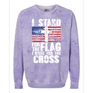 I Stand For The National Anthem Cross Us Flag Great Gift Colorblast Crewneck Sweatshirt