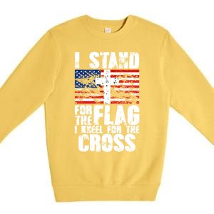 I Stand For The National Anthem Cross Us Flag Great Gift Premium Crewneck Sweatshirt