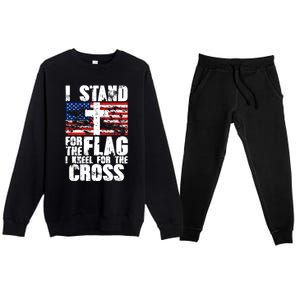 I Stand For The National Anthem Cross Us Flag Great Gift Premium Crewneck Sweatsuit Set