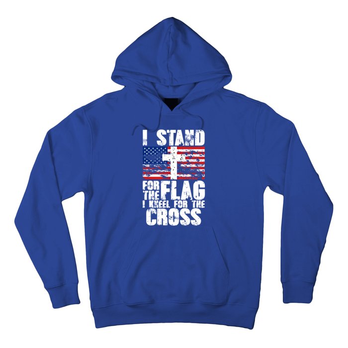 I Stand For The National Anthem Cross Us Flag Great Gift Hoodie