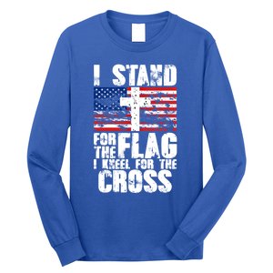 I Stand For The National Anthem Cross Us Flag Great Gift Long Sleeve Shirt