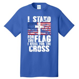 I Stand For The National Anthem Cross Us Flag Great Gift Tall T-Shirt