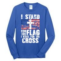 I Stand For The National Anthem Cross Us Flag Great Gift Tall Long Sleeve T-Shirt