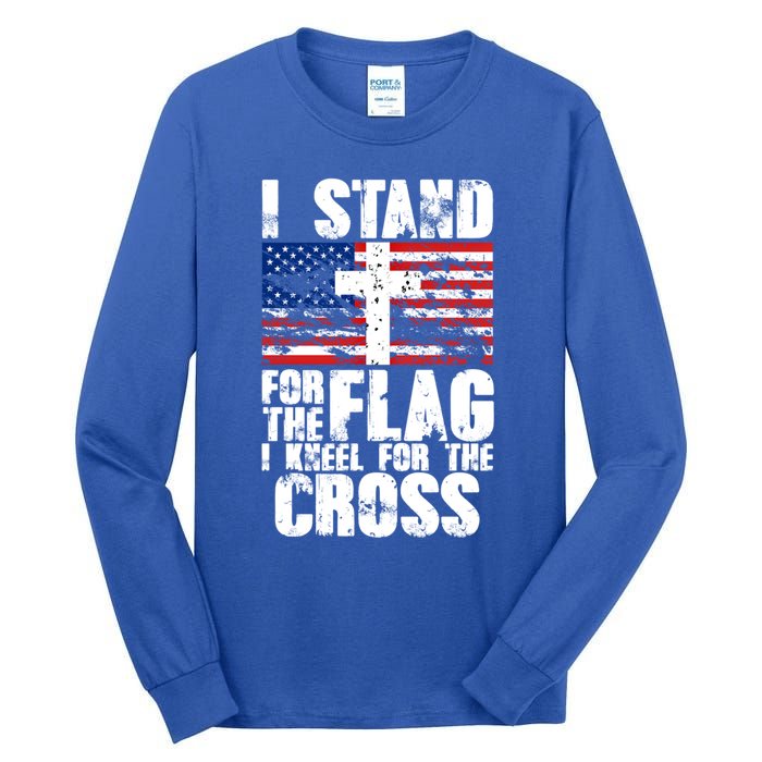 I Stand For The National Anthem Cross Us Flag Great Gift Tall Long Sleeve T-Shirt