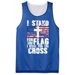 I Stand For The National Anthem Cross Us Flag Great Gift Mesh Reversible Basketball Jersey Tank