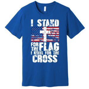 I Stand For The National Anthem Cross Us Flag Great Gift Premium T-Shirt