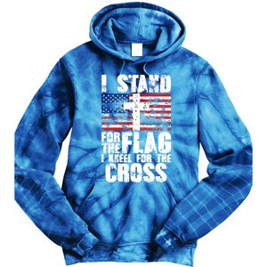 I Stand For The National Anthem Cross Us Flag Great Gift Tie Dye Hoodie