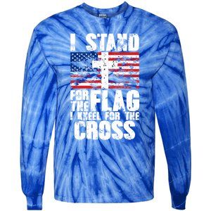 I Stand For The National Anthem Cross Us Flag Great Gift Tie-Dye Long Sleeve Shirt