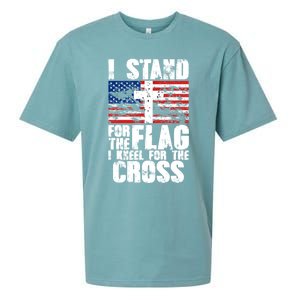 I Stand For The National Anthem Cross Us Flag Great Gift Sueded Cloud Jersey T-Shirt