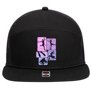 Ice Skating Figure Skater Girl Wo 7 Panel Mesh Trucker Snapback Hat