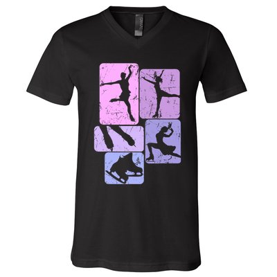 Ice Skating Figure Skater Girl Wo V-Neck T-Shirt