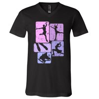 Ice Skating Figure Skater Girl Wo V-Neck T-Shirt