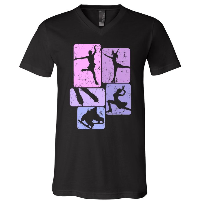 Ice Skating Figure Skater Girl Wo V-Neck T-Shirt