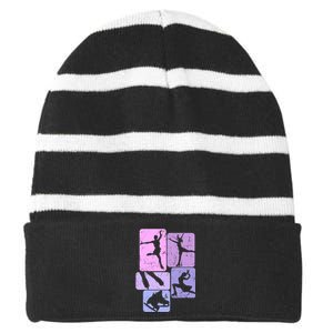 Ice Skating Figure Skater Girl Wo Striped Beanie with Solid Band