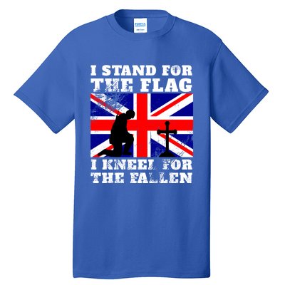 I Stand For The Flag I Kneel For The Fallen Union Jack Cute Gift Tall T-Shirt