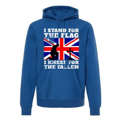 I Stand For The Flag I Kneel For The Fallen Union Jack Cute Gift Premium Hoodie