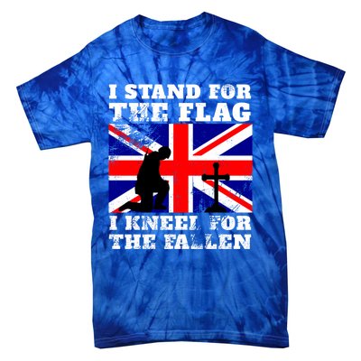 I Stand For The Flag I Kneel For The Fallen Union Jack Cute Gift Tie-Dye T-Shirt