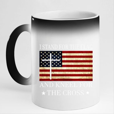 I Stand For The Flag And Kneel For The Cross Gift 11oz Black Color Changing Mug