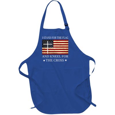 I Stand For The Flag And Kneel For The Cross Gift Full-Length Apron With Pockets