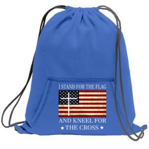 I Stand For The Flag And Kneel For The Cross Gift Sweatshirt Cinch Pack Bag