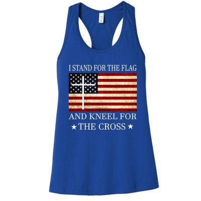 I Stand For The Flag And Kneel For The Cross Gift Women's Racerback Tank