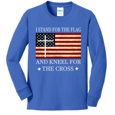 I Stand For The Flag And Kneel For The Cross Gift Kids Long Sleeve Shirt