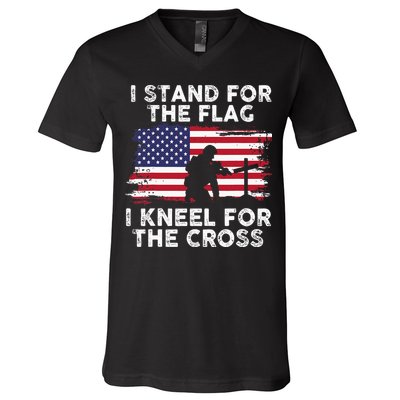 I Stand For The Flag Memorial Day Never Forget Veteran V-Neck T-Shirt