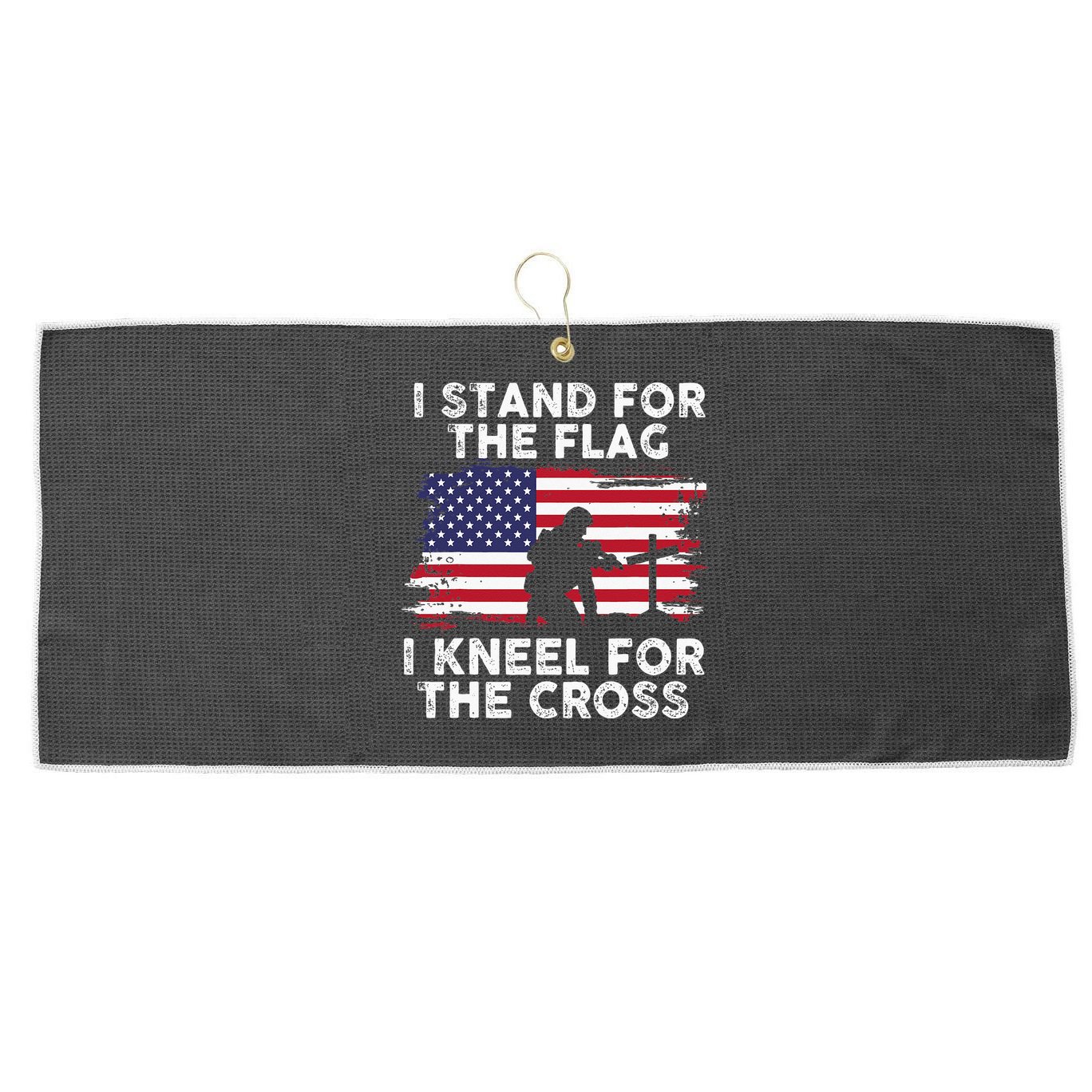 I Stand For The Flag Memorial Day Never Forget Veteran Large Microfiber Waffle Golf Towel