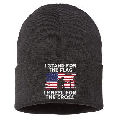 I Stand For The Flag Memorial Day Never Forget Veteran Sustainable Knit Beanie