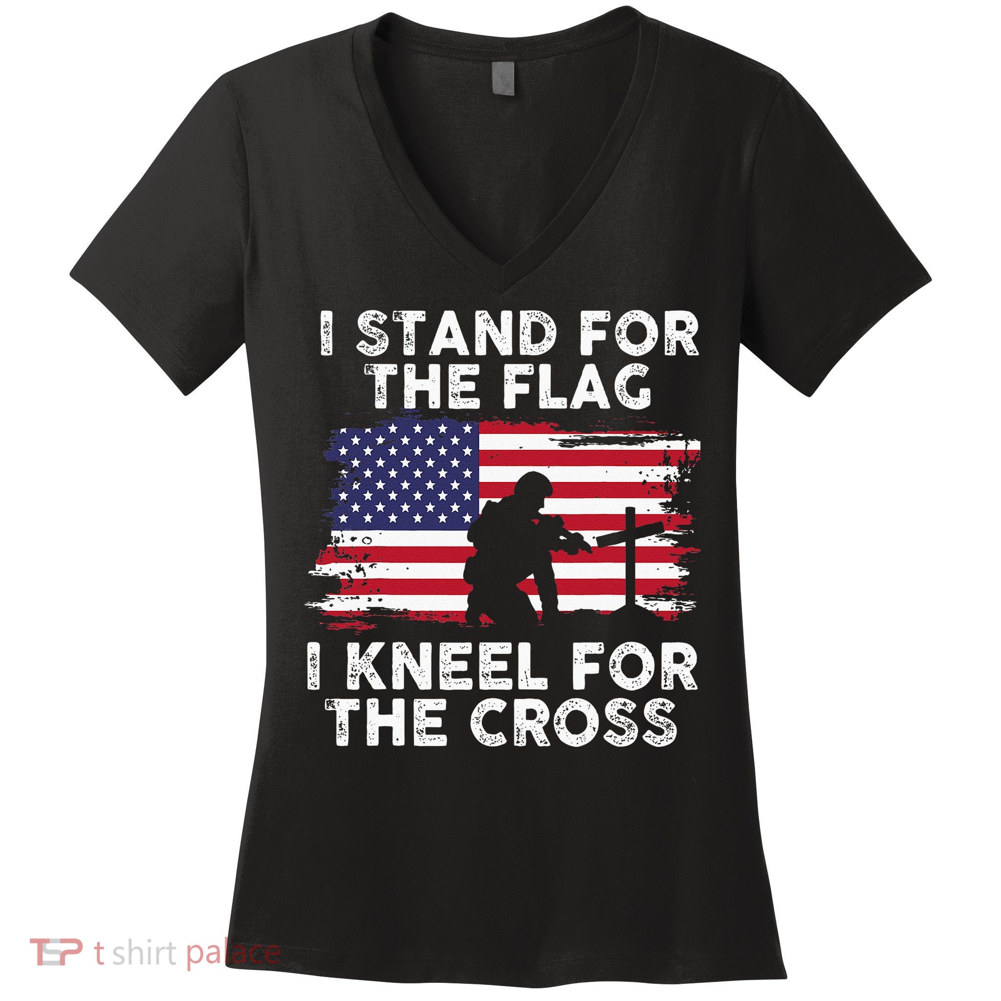 I Stand For The Flag Memorial Day Never Forget Veteran Women's V-Neck T-Shirt
