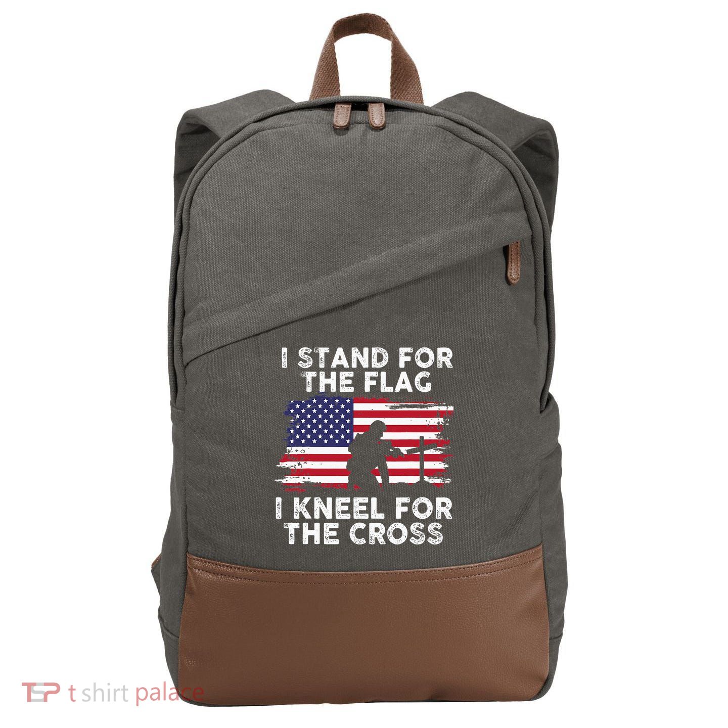 I Stand For The Flag Memorial Day Never Forget Veteran Cotton Canvas Backpack
