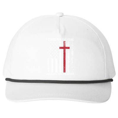 I Stand For The Flag And Kneel For The Cross Usa Christian Gift Snapback Five-Panel Rope Hat