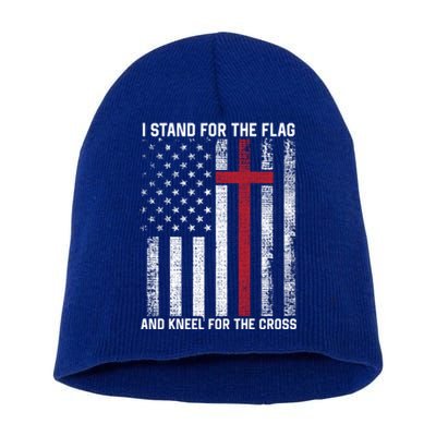 I Stand For The Flag And Kneel For The Cross Usa Christian Gift Short Acrylic Beanie