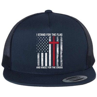 I Stand For The Flag And Kneel For The Cross Usa Christian Gift Flat Bill Trucker Hat