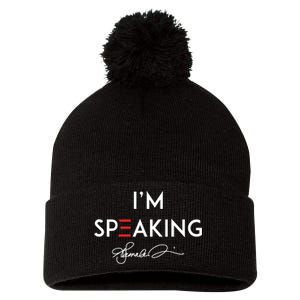 IM Speaking Female Empowerment Phrase Pom Pom 12in Knit Beanie