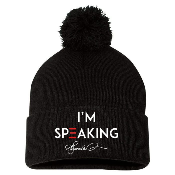 IM Speaking Female Empowerment Phrase Pom Pom 12in Knit Beanie