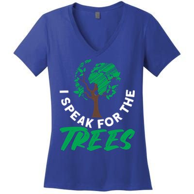 I Speak For The Trees Earth Day Love Cool Gift Women's V-Neck T-Shirt