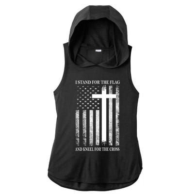 I Stand For The Flag And Kneel For The Cross Usa Flag Ladies PosiCharge Tri-Blend Wicking Draft Hoodie Tank