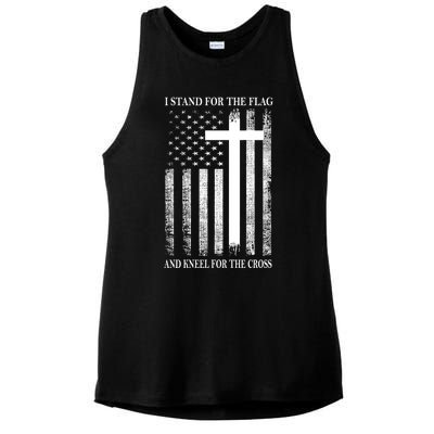 I Stand For The Flag And Kneel For The Cross Usa Flag Ladies PosiCharge Tri-Blend Wicking Tank