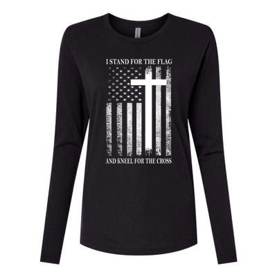 I Stand For The Flag And Kneel For The Cross Usa Flag Womens Cotton Relaxed Long Sleeve T-Shirt