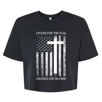 I Stand For The Flag And Kneel For The Cross Usa Flag Bella+Canvas Jersey Crop Tee