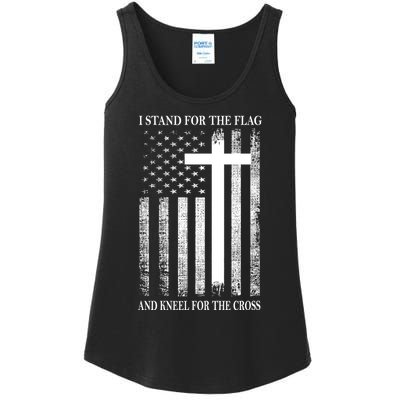 I Stand For The Flag And Kneel For The Cross Usa Flag Ladies Essential Tank