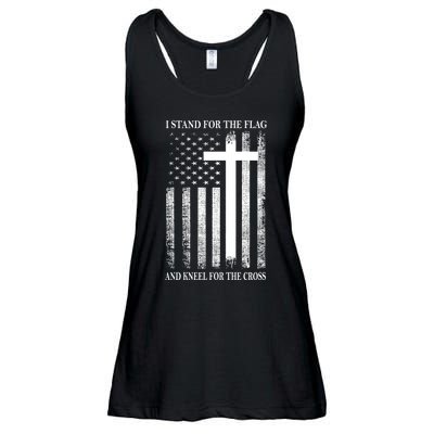 I Stand For The Flag And Kneel For The Cross Usa Flag Ladies Essential Flowy Tank