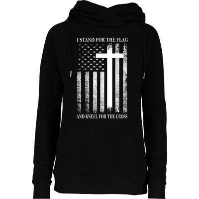 I Stand For The Flag And Kneel For The Cross Usa Flag Womens Funnel Neck Pullover Hood