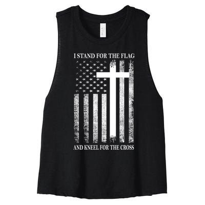 I Stand For The Flag And Kneel For The Cross Usa Flag Women's Racerback Cropped Tank