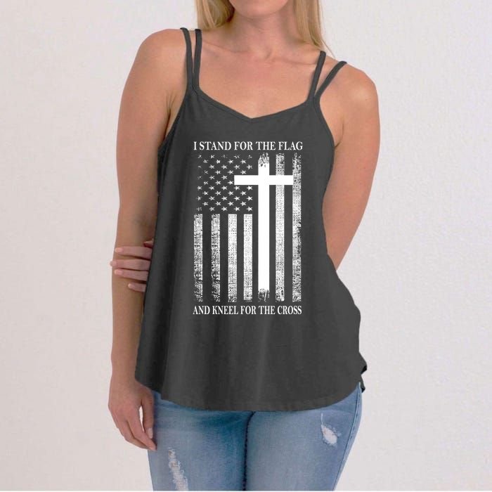 I Stand For The Flag And Kneel For The Cross Usa Flag Women's Strappy Tank