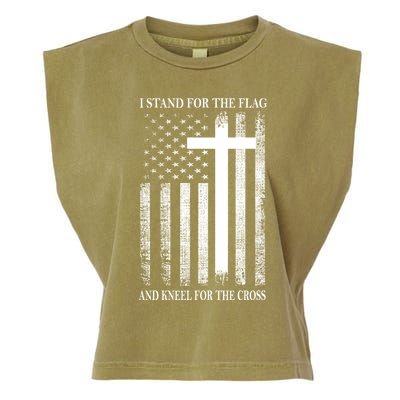 I Stand For The Flag And Kneel For The Cross Usa Flag Garment-Dyed Women's Muscle Tee