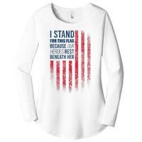 I Stand For This Flag Because Our Heroes Rest Beneath Her Women's Perfect Tri Tunic Long Sleeve Shirt