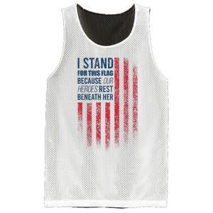 I Stand For This Flag Because Our Heroes Rest Beneath Her Mesh Reversible Basketball Jersey Tank