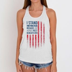 I Stand For This Flag Because Our Heroes Rest Beneath Her Women's Knotted Racerback Tank